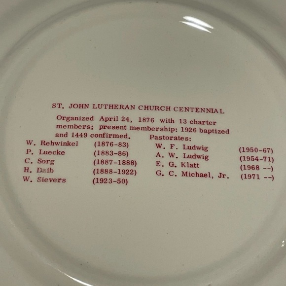 St. John Lutheran Church Merrill Wisconsin Collector Plate